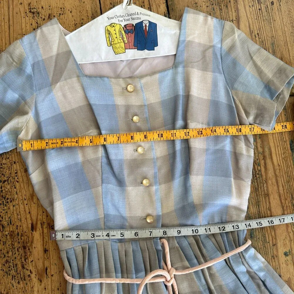 Vintage Handmade Women's Blue Short Sleeve Midi Dress, vintage dress,‎ handmade - Picture 7 of 7